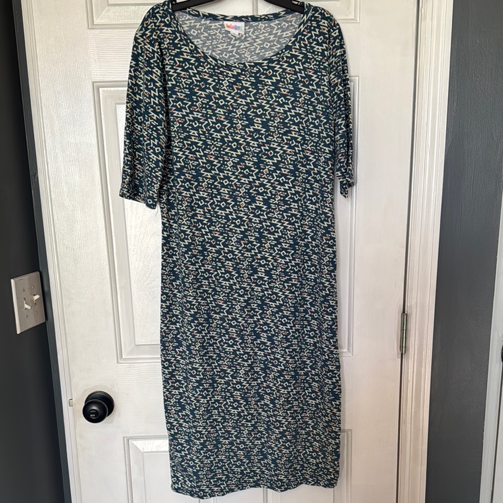 Floral Print Women's Dress - Blue